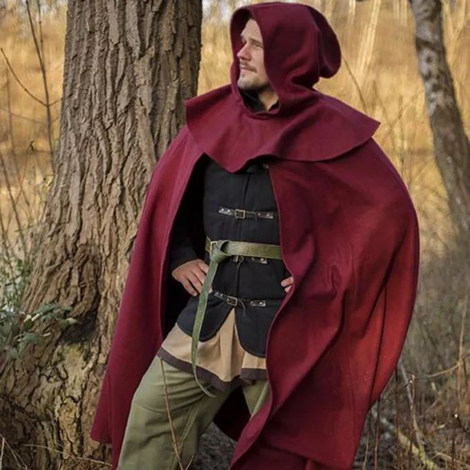Epic Armoury Medieval Hooded Cloak Thomas, Red 5 Epic Armoury Medieval Hooded Cloak Thomas, Red - Image 5