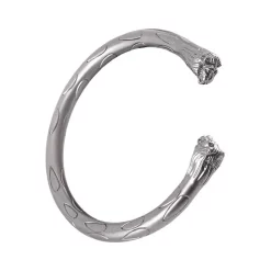 Deepeeka Roman Torcs With Lion Heads, Pair, Silver Color