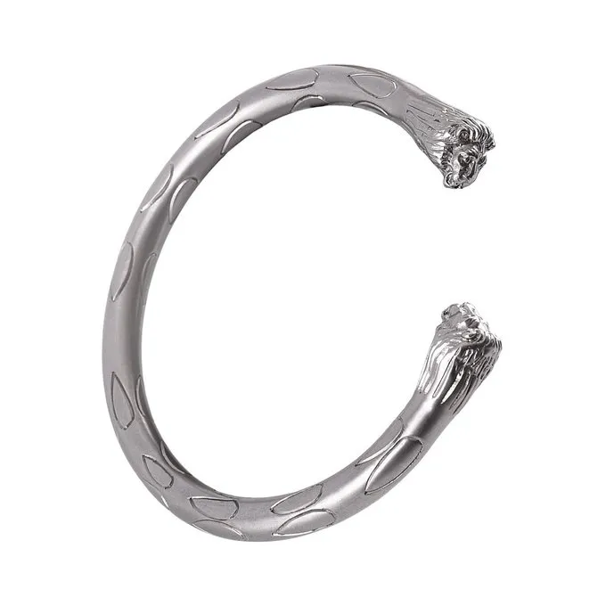 Deepeeka Roman Torcs With Lion Heads, Pair, Silver Color 1 Deepeeka Roman Torcs With Lion Heads, Pair, Silver Color